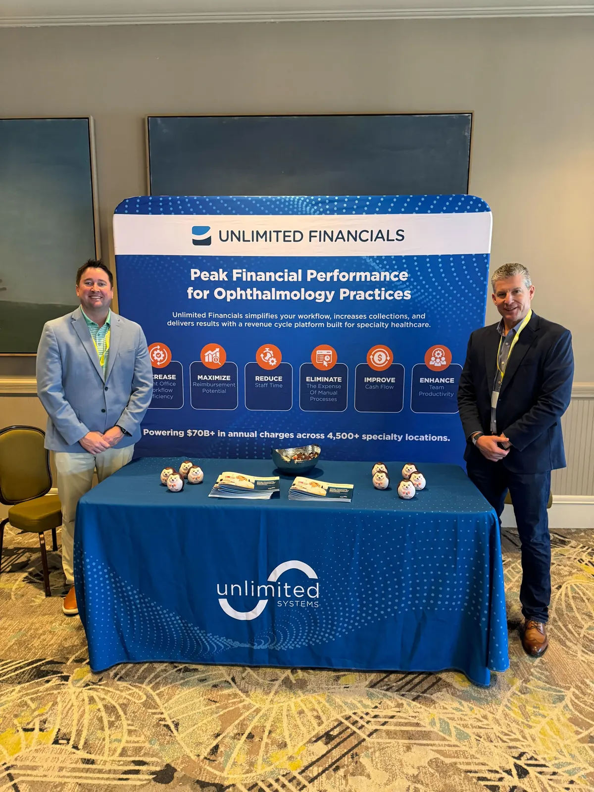 The Unlimited Systems team at the Unlimited Financials ophthalmology practices booth at a specialty conference