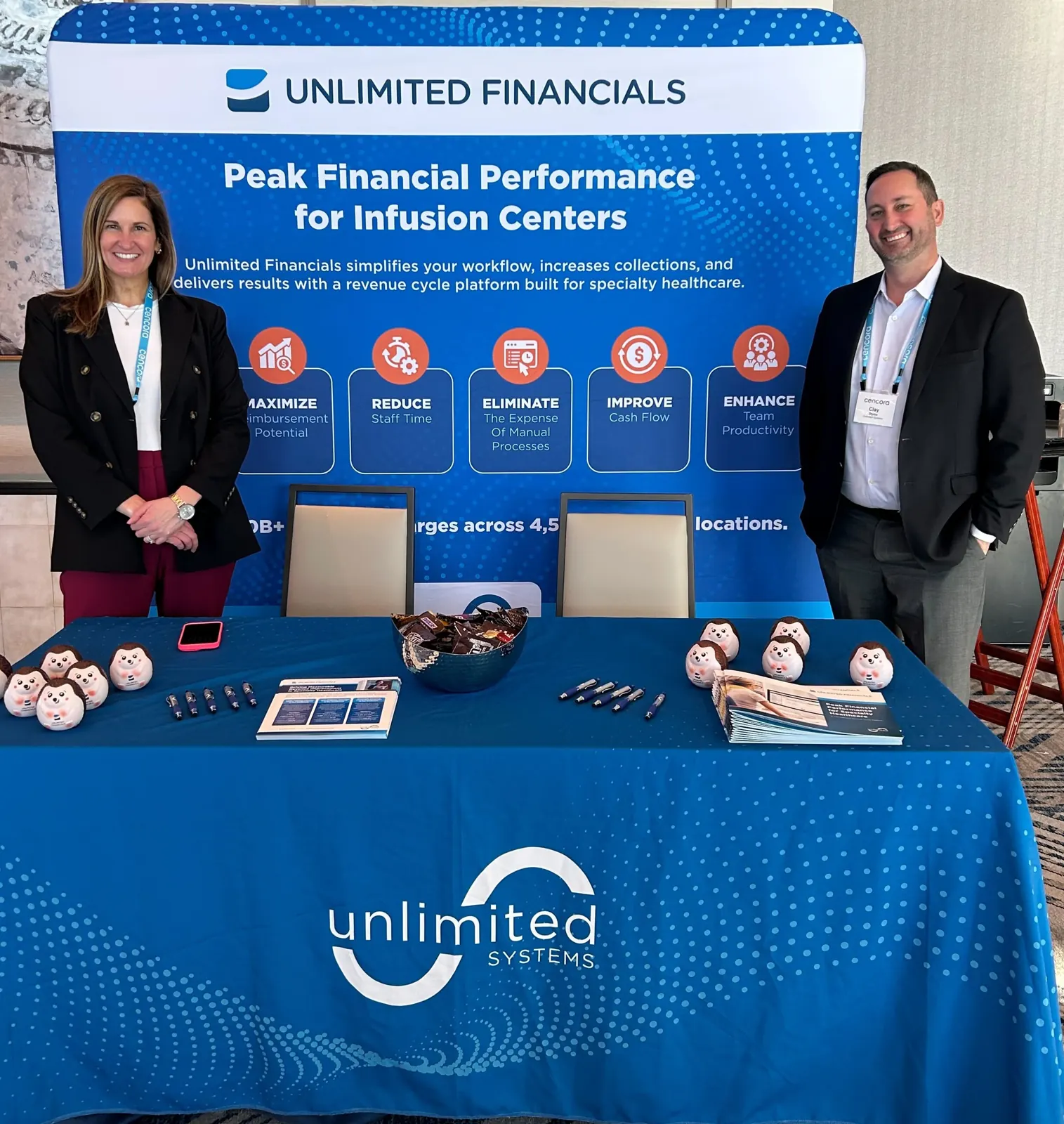 Unlimited Systems team at the Unlimited Financials infusion center RCM software booth at the Cencora Specialty Practice Exchange