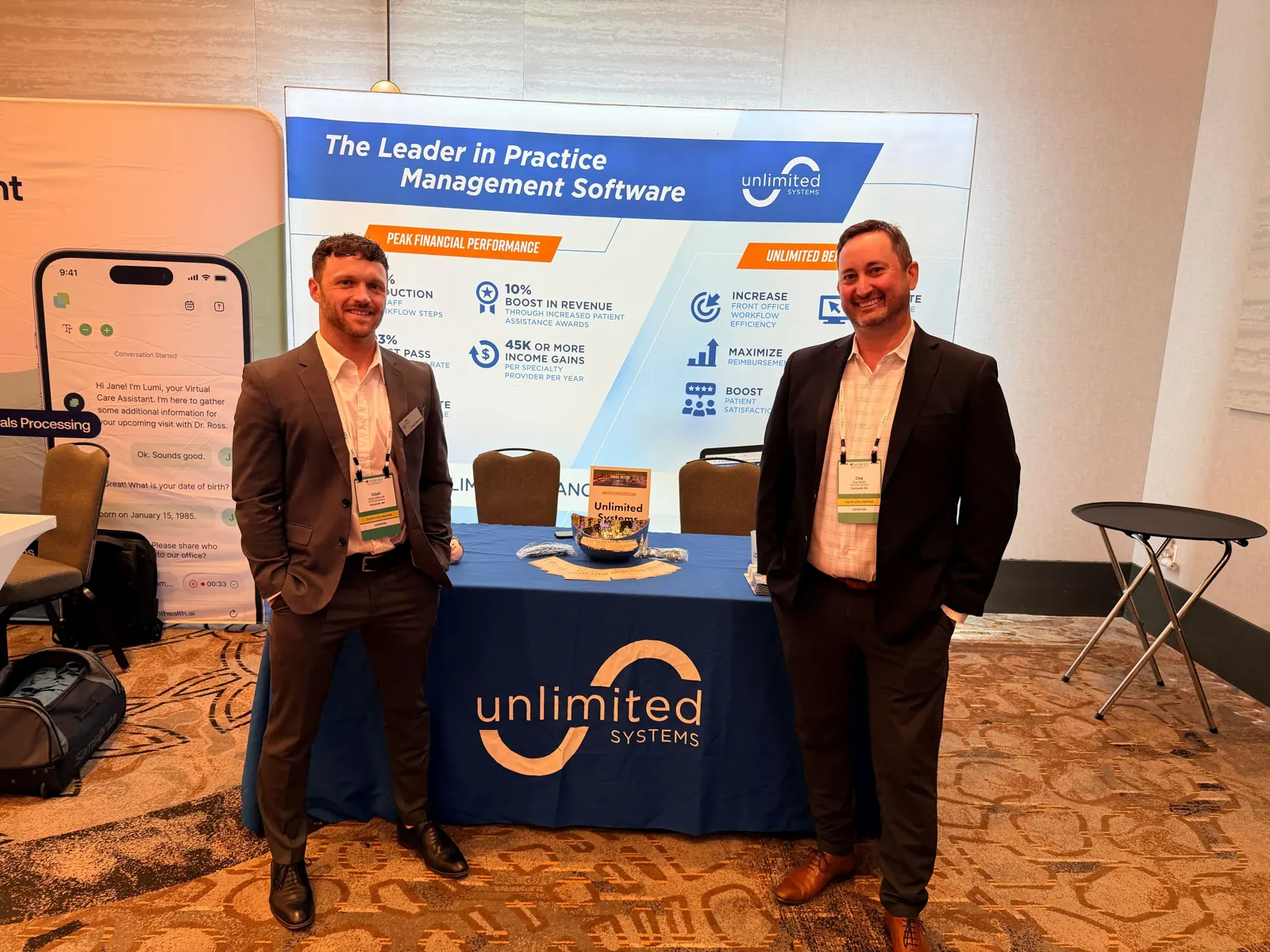 Unlimited Systems RCM software team at the company's booth at the NERVES conference