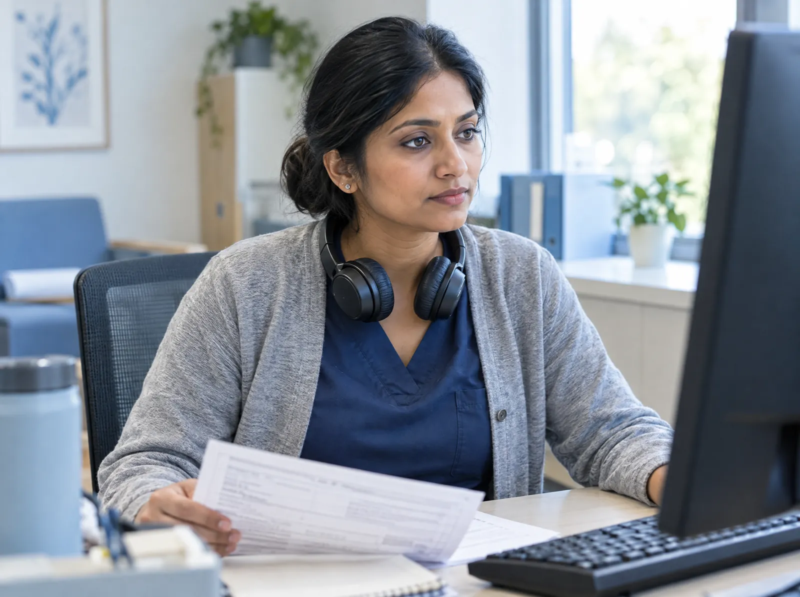 Charge validation software in use: a medical coder reviewing clinical documentation against charges