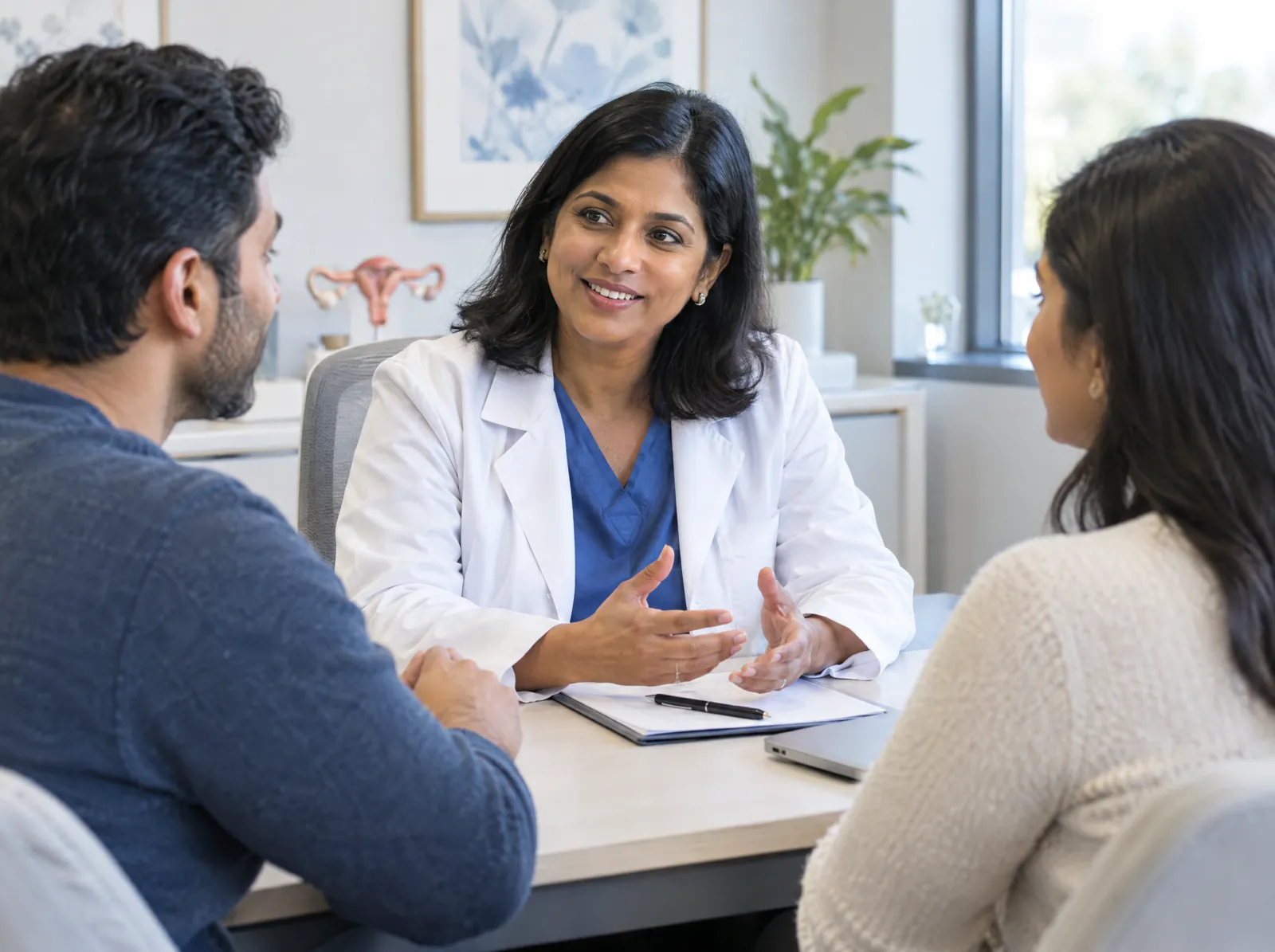 RCM software for Fertility & Reproductive Endocrinology: fertility specialist in a consultation with a couple