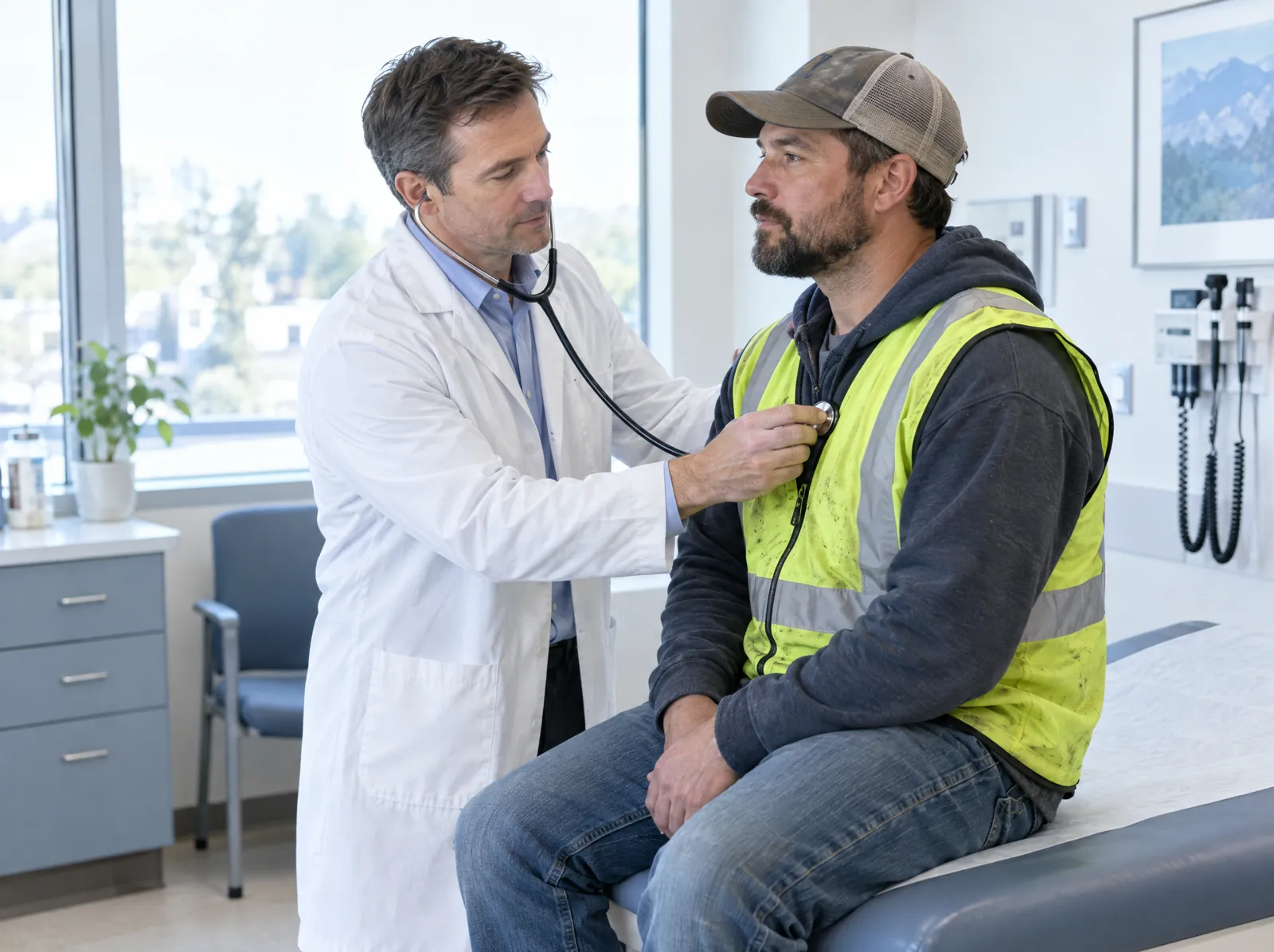 RCM software for Occupational Medicine: occupational medicine physician examining a construction worker