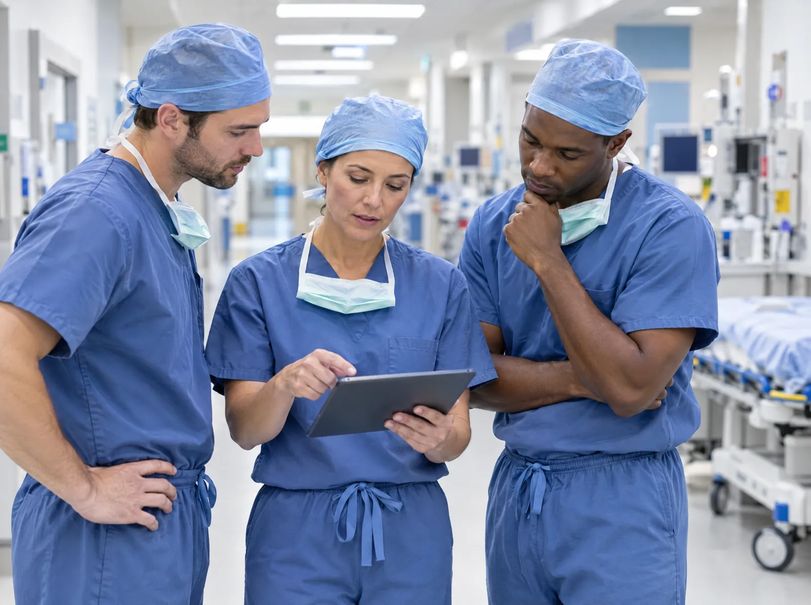 RCM software for Trauma: trauma surgery team conferring before a case