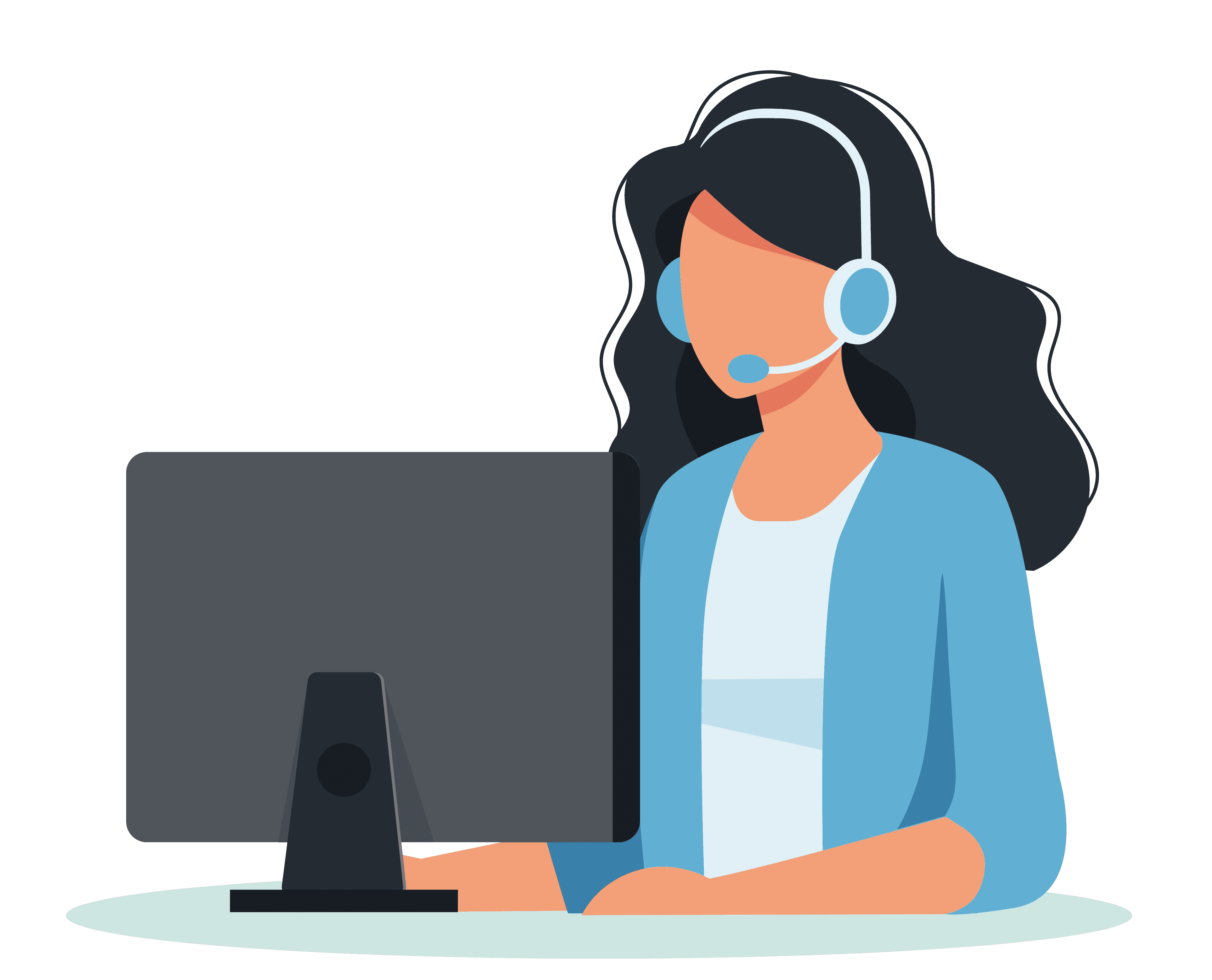 RCM software customer support: an Unlimited Systems support specialist with a headset at a computer